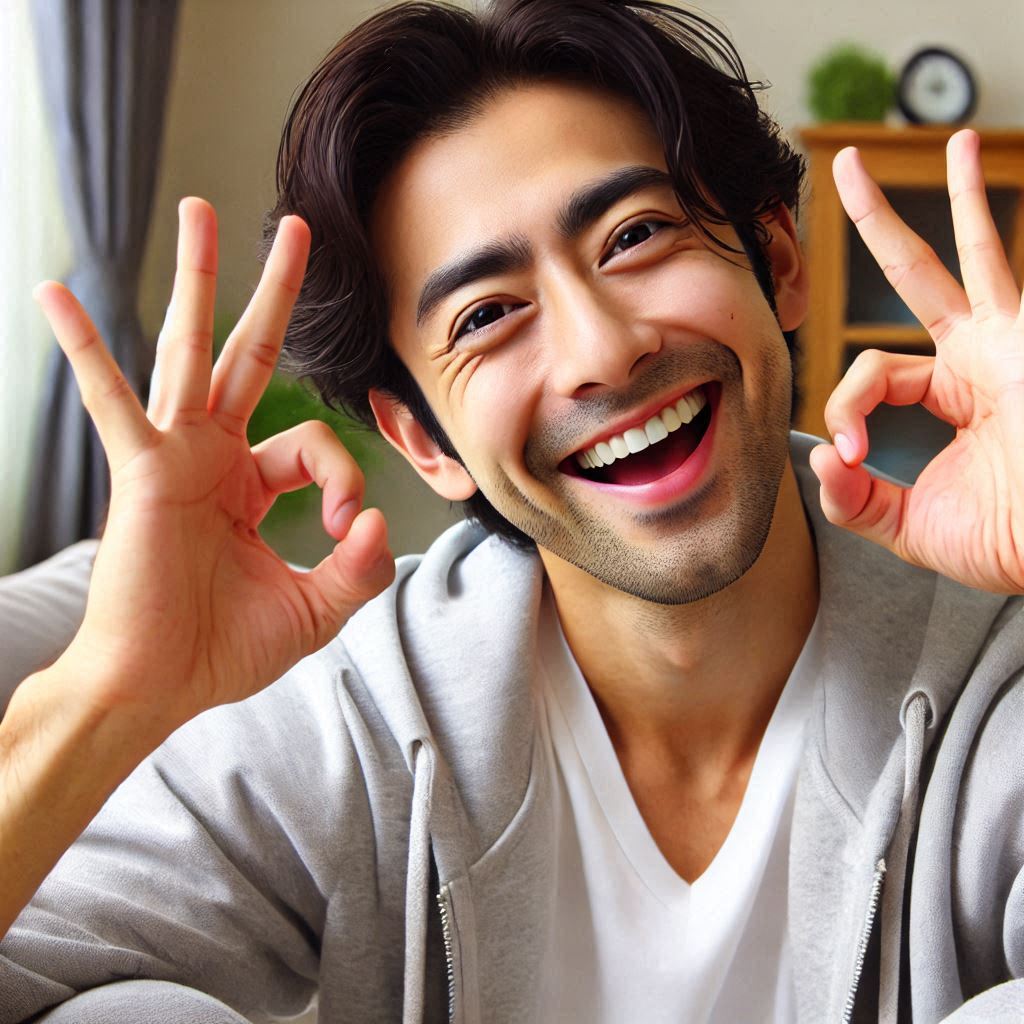 Hombre feliz después de haber estirado la espalda baja